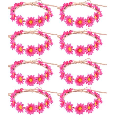 Couronne Capillaire Fleur de Tournesol - Bandeau Floral Réglable - Pour Mariage Bohème Fête Hippie Photographie - 8 Pièces (1/5)