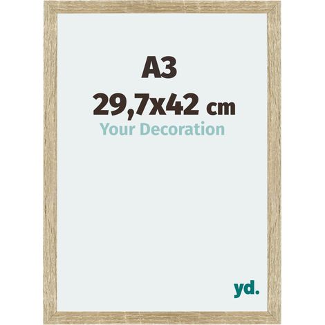 Your Decoration - A3 29.7x42 cm - Cadres Photo en MDF Avec Verre acrylique - Anti-Reflet - Excellente Qualité - Chêne Sonoma - Cadre Decoration Murale - Mura.