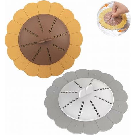 2pcs Filtre Cheveux Baignoire, Protection de Drain de Silicone, Filtre Baignoire Anti Cheveux, Utilisé dans la Salle de Bain et la Cuisine, la Salle de Filtre à Cheveux en Silicone. (1/5)