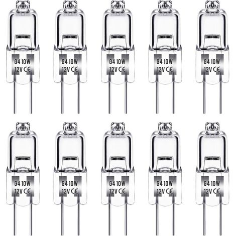 Ampoule Halogene G4, Ampoule G4 12V 10W, blanc chaud 3000K, 150LM, Intensité Variable, LampeHalogene G4, Lampe à Capsule Transparente, paquet de 10