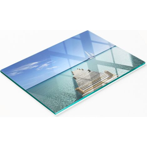 Planche décorative multifonctionnelle en verre pour la cuisine, support en bois 80 x 52 cm (1/5)