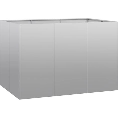 Jardinière rectangulaire design moderne balcon jardin 120 x 80 x 80 cm en acier galvanisé gris (1/5)