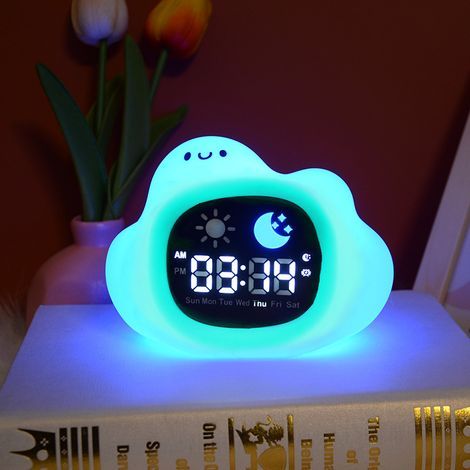Kinderwecker - Wecker - Dekorative Lampe fürs Kinderzimmer - Sanftes Licht mit wechselnden Farben. (1/5)