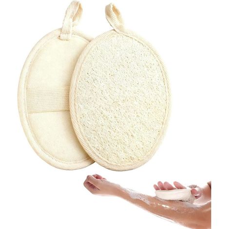 Éponge Naturelle Loofah Exfoliante pour le Corps,3 Pièces de Fleur de Douche Lavable en Fibres Végétales, Gant de Gommage Réutilisable pour Spa et Bain, Couleur Beige (1/5)