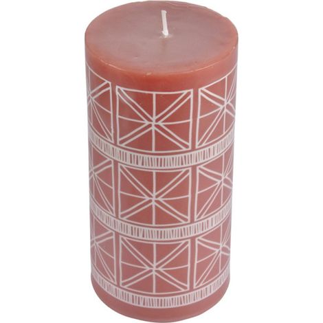 Bougie Pilier Design "Ethnic Folk" 14cm Terracotta