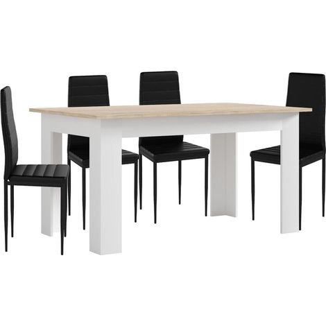 Pack Mesa de Comedor o Cocina + 4 Sillas en Polipiel/metal