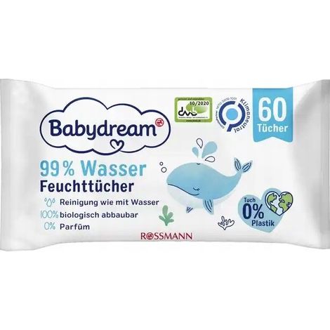 Babydream Feuchttücher, 99% Wasser, 3x60 Stück. (1/5)
