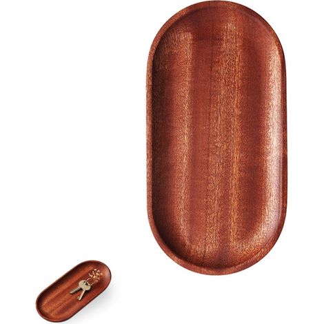 Vide-Poche Ovale en Bois d'Ébène, Plateau Décoratif pour Entrée, pour Bijoux, Clés et Fruits, 22x11x1.5 cm, Élégant Rangement (1/5)