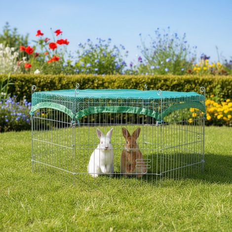 Parc Enclos Extérieur grillage en métal pour lapin, poule,cochon d'inde Taille S Maison été 2528
