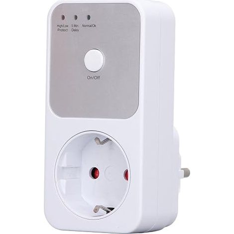 Prise de Courant de Sécurité EU 220V, Défaut de Circuit Prise de Courant de Protection de Tension pour Appareils Électroménagers, Délai de 5-6 Minutes, pour Réfrigérateur, Four (1/5)