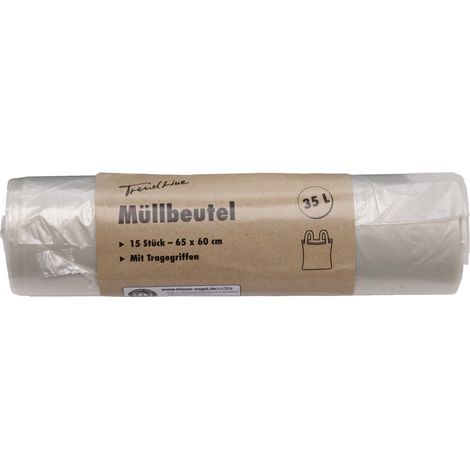 Trendline Müllbeutel 35 L, transparent+Tragegriff, 15 Stück (1/2)
