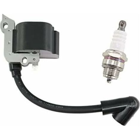 Bobine d'Allumage avec Bougie d'Allumage pour Tondeuses Stihl FS38, FS46, FS45, FS55, FC55, FC55Z, FC55-DZ, HL45, HL45Z, HL45-DZ, HS45, HS45Z, KM55, KM55RZ, KM55C, KM55R, Remplace le (1/4)