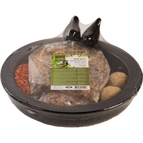 Vogeltränke Keramik rund + Futter 30,7x32,9x10,9 cm