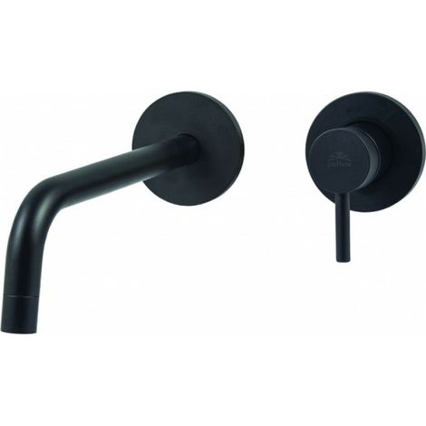 RUBINETTO MISCELATORE MONOCOMANDO LAVABO INCASSO 2 FORI NERO OPACO CON BOCCA A MURO SERIE LIGHT - 1/2- NERO OPACO - SENZA PILETTA - PAF