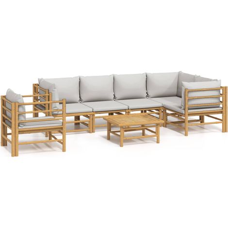 Maison Exclusive - 7-tlg. Garten-Lounge-Set mit Hellgrauen Kissen