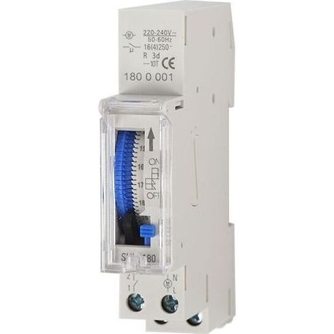 Minuterie mécanique de 24 heures Minuterie minimale de 15 minutes Montage sur rail Batterie intégrée, SUL180a AC220-240V Gris - SUL180a AC220-240V Gris (1/5)