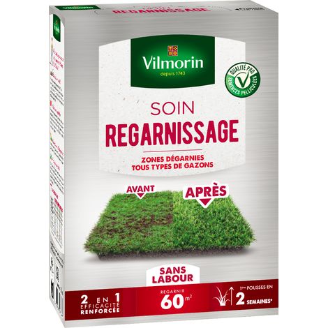 Vilmorin – Soin regarnissage universel 2 en 1 – 1 kg – Favorise l'installation et la croissance du gazon – Rénovation facile sans labour