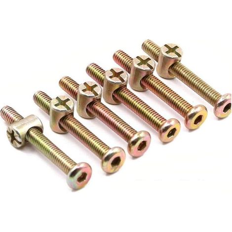 Ensemble de boulons pour meubles et lits, 10 boulons M6 x 40 mm, M6 avec écrous cylindriques, adaptés aux meubles, berceaux, lits et chaises (M640 mm). (1/4)