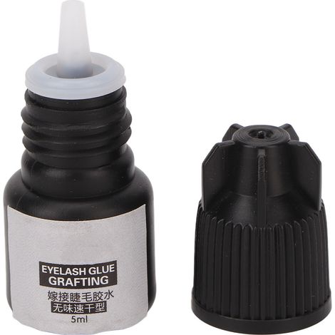 Colle pour extensions de cils 5 ml, noir longue tenue, sans odeur, séchage en 2 secondes, colle semi-permanente ultra-résistante (1/5)