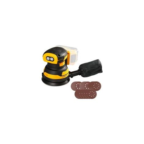 Ponceuse orbitale aléatoire sans balais pour batterie Dewalt 20 V, ponceuse électrique aléatoire Brushelss de 12,7 cm avec 20 papiers abrasifs de 125 mm, rotation à 3 vitesses, 8 trous