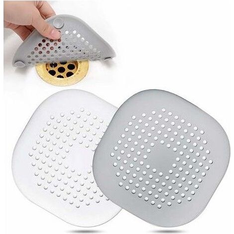 Attrape-cheveux, grille carrée de bonde de douche en silicone avec ventouse (1/5)