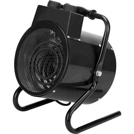 Zenón Termoventilatore Industriale Nero 3000W 2 Potenze IP24 Termostato (33x24x22.5cm)
