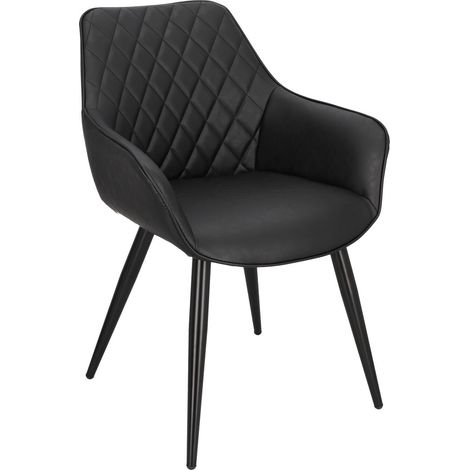 SEDIA IMBOTTITA TRAPUNTATA, Rox nero, ECOPELLE (1/5)