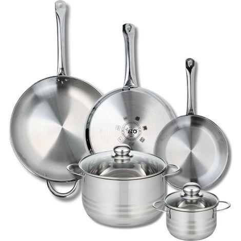 Ensemble de 3 Poêles de cuisson 24, 28 et 32 cm et 2 faitouts 14 et 24 cm Elo Profi Brillant (1/5)