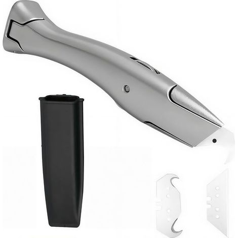 Cutters de sécurité professionnels avec étui noir, comprenant des lames de cutter professionnelles trapézoïdales et petites,pour découper les revêtements de sol en PVC (1/5)