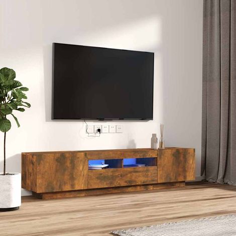 Ensemble de meubles TV avec lumières LED 2 pcs pour Salon - Armoire TV Chêne fumé BV200650 - BonneVie (1/5)