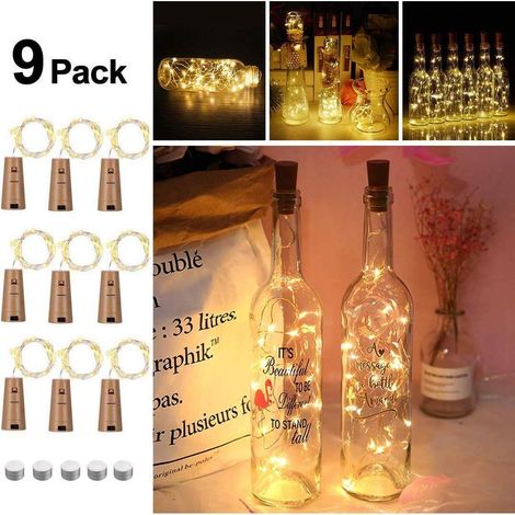 Guirlande lumineuse LED 9x20 pour bouteilles, guirlande lumineuse LED pour bouchons de liège, à monter soi-même, blanc chaud (1/5)