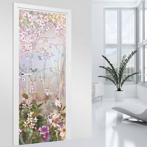 Stickers pour porte - Forêt Enchantée - 63 x 205 cm - Adhésif MAT (1/2)