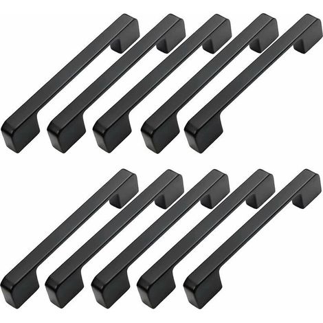 10pcs Furniture Handles, 128mm Hole Spacing - Black Kitchen Door Handles, Bar Handles, Black Kitchen Handles, 128mm (1/5)