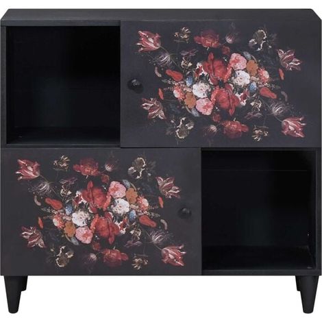 Meuble de Rangement avec Portes, Casier de Stockage Multicolore 80 x 33,5 x 75 cm, Armoire Étagère Organisateur pour Salon, Chambre ou Bureau (1/5)