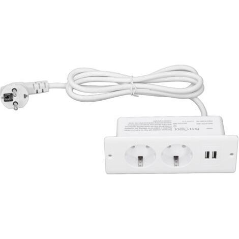 Built-in Power Socket 2 USB Ports 10A, Desktop Socket Recessed Hub with 1.5m Cable (1/5)