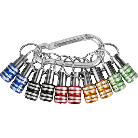 Lot de 10 porte-embouts hexagonaux 1/4 pouce, rallonge, anneau porte-clés, adaptateur de vis, porte-foret (5 couleurs) (1/5)