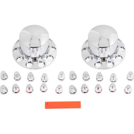 Kit de couvercles d'essieu de roue arrière chromés, 2 pièces, antirouille pour la plupart des camions, remorques, véhicules avec écrous à bride de 33mm (1/5)