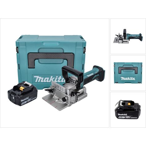 Makita DPJ 180 M1J Akku Nutfräse 18 V 100 mm + 1x Akku 4,0 Ah + Makpac - ohne Ladegerät