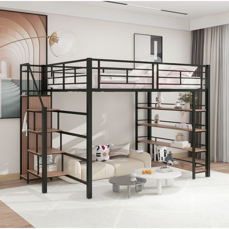 letto 140x200 salvaspazio con scala e armadio OKMYHOME (1/5)