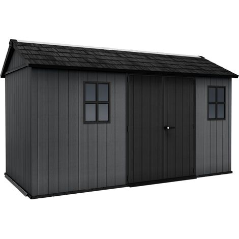 Keter Newton Plus Shed 13x7.5ft - Grey, All Weather Resistant, Easy to Clean