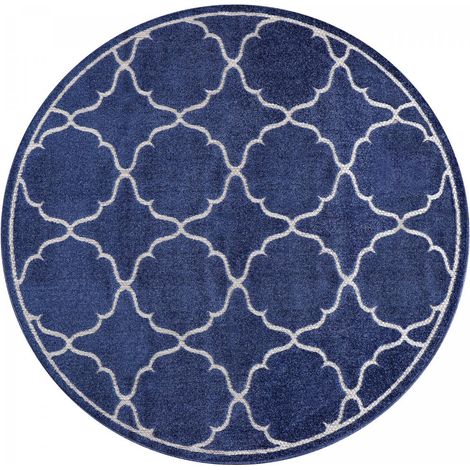 Tapis extérieur kilim Ø200cm bleu rond KUMA (1/4)