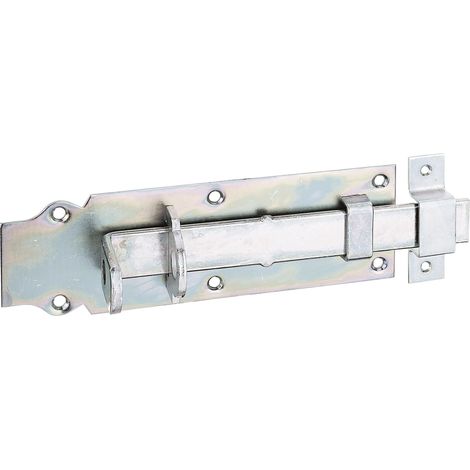 Verrou porte-cadenas  droit, avec poignée plate et gâche attachée  passivé  platine 200 x 64 mm (1/2)