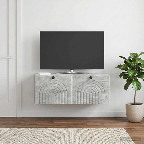 vidaXL Mueble para TV de pared Gris Hormigón 78,5 x 41 x 30 cm (1/5)