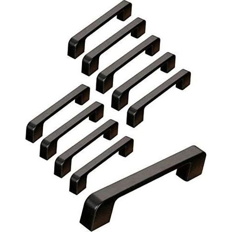 10pcs poignées de porte noir en Alliage de Aluminium Poignées T Bar Bâton Cuisine Armoire Entraxe de Trous 96mm (1/5)