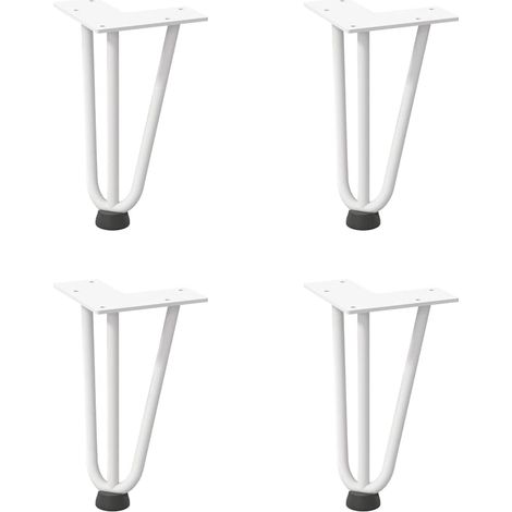 Lot de 4 pieds en épingle à cheveux blanc 20 cm pour table basse design moderne en acier massif blanc