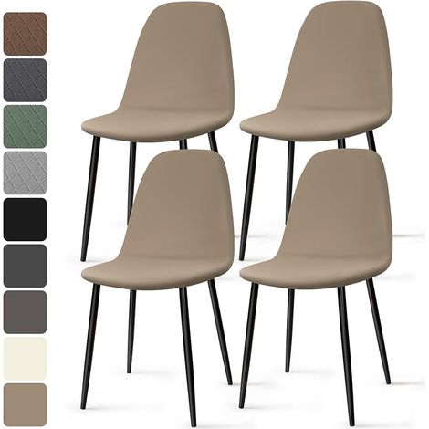 Housse de Chaise Scandinave 4 Pieces Universel Housses Chaise de Salle à Manger Lavable Extensible Couverture de Chaise Housse Chaise pour Décoration Salon Cuisine Hôtel (Kaki, 4 Pieces)-KC (1/5)