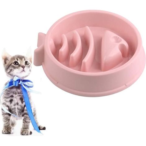 Comedero de alimentación lenta para perros, comedero antitragantamiento para perros y gatos pequeños y medianos - Forma de espina de pescado - Rosa (1/5)