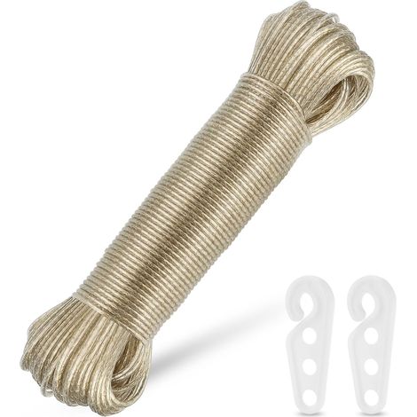 50m Corde à Linge, Etendoir Linge Exterieur avec Noyau en Acier Résistante à la Rouille et à la Corrosion pour Maison, Jardin (1/5)
