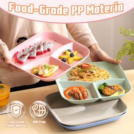 Assiette - Compartimentée - En Plastique PP - Micro-Ondes Et Lave-Vaisselle - Lot De 4 (1/4)