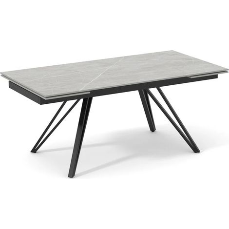 Table extensible 160 à 240 cm céramique gris marbré pieds en V - ARIZONA 10 (1/5)